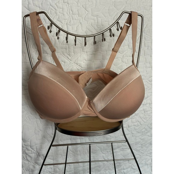 Other - Nude T-Shirt Bra with Satin Trim Underwire Adjustable Straps Beige 38C